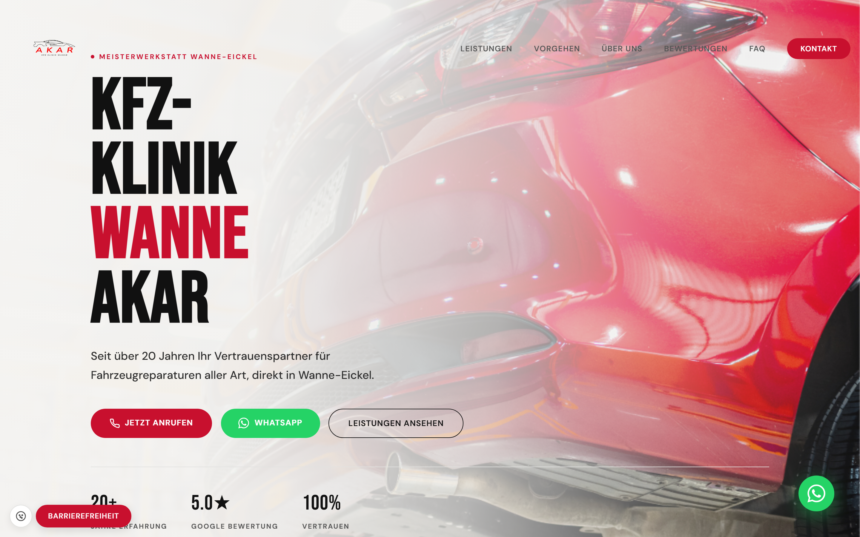 Website von Kfz-Klinik Wanne