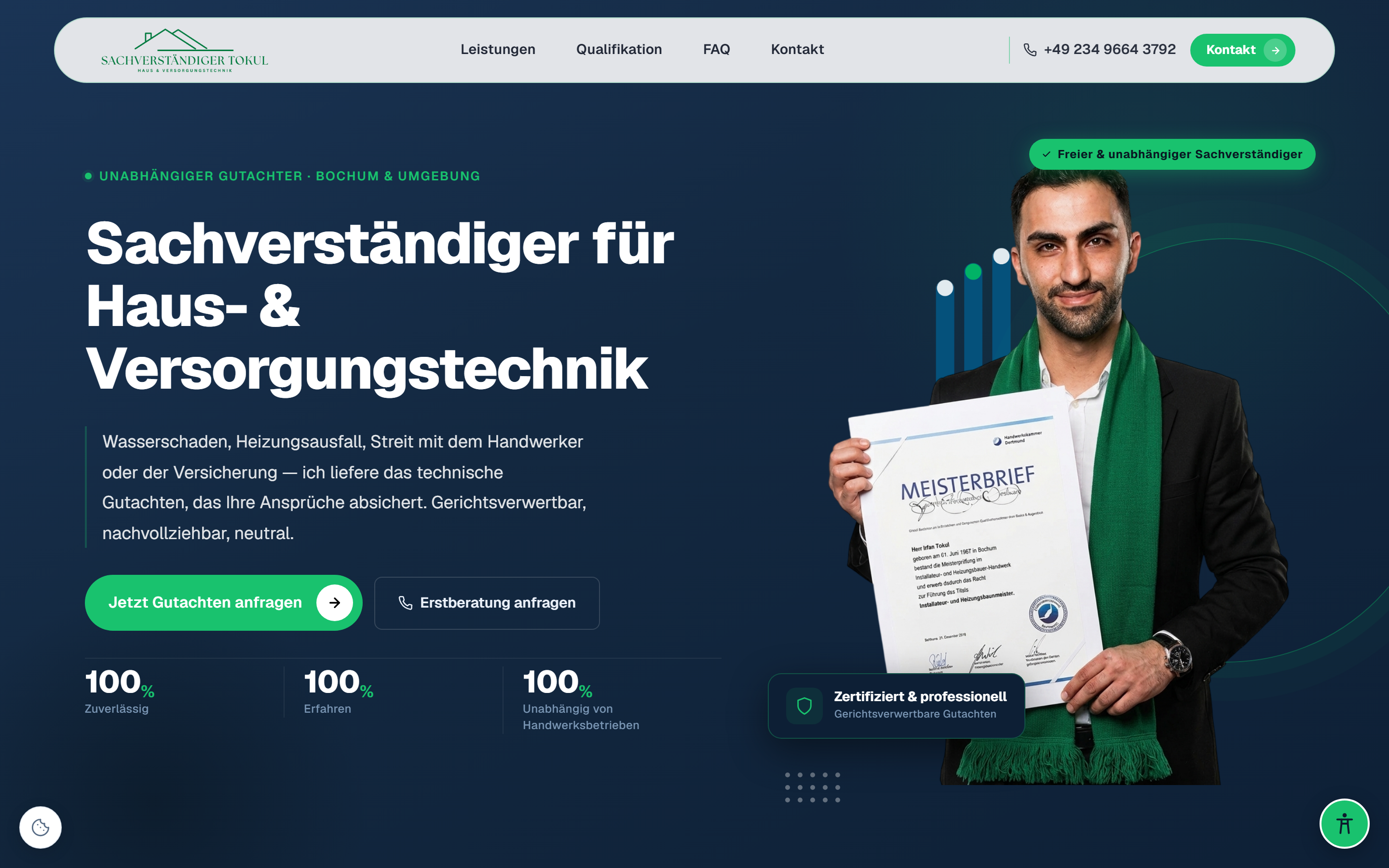 Website von Sachverständiger Tokul