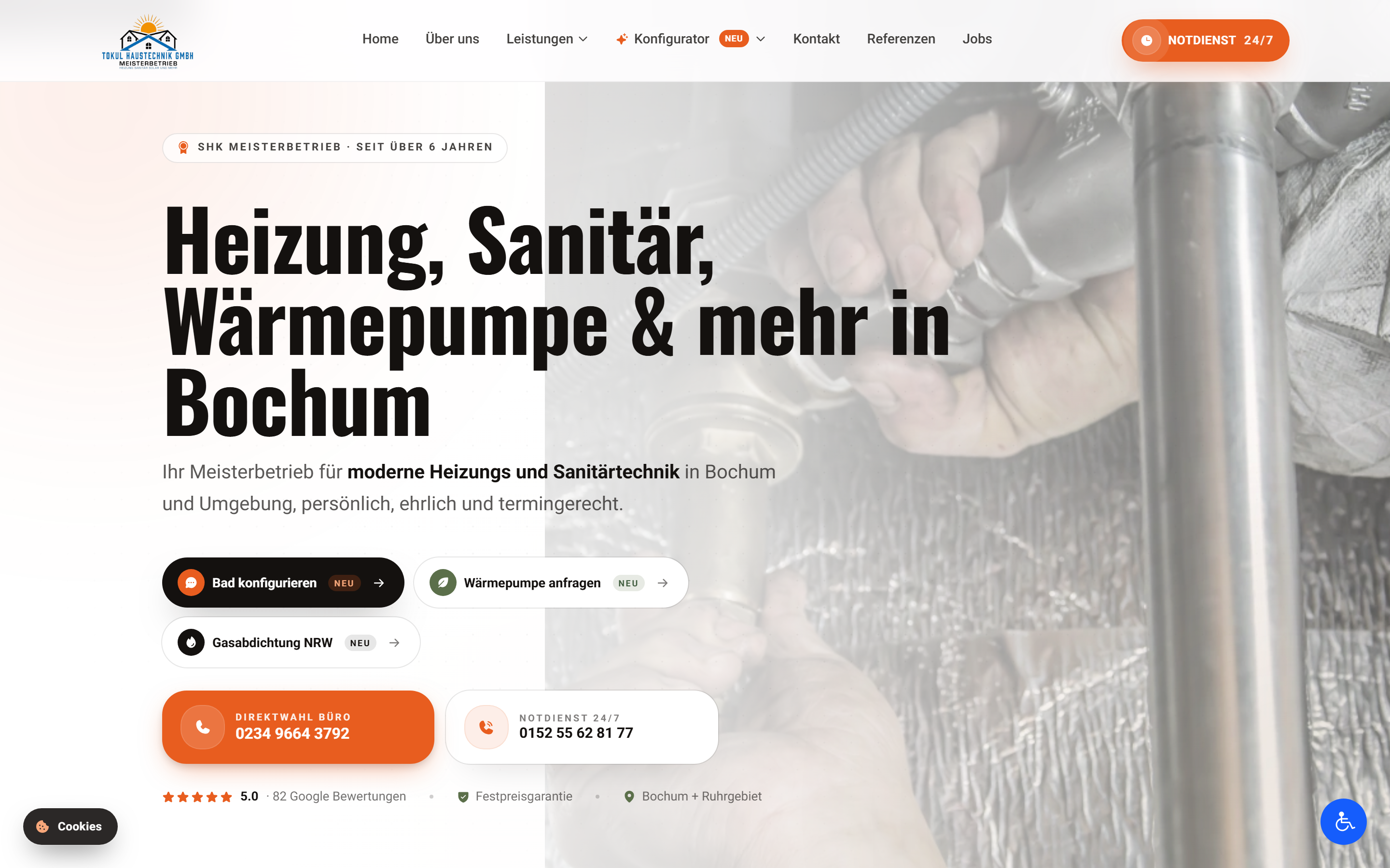 Website von Tokul Haustechnik